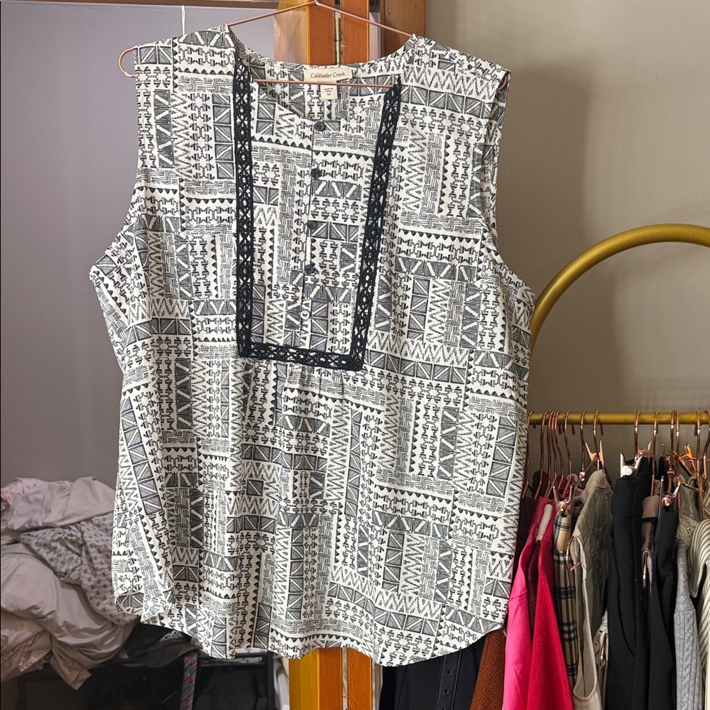 Coldwater Creek Black and White Geometric Blouse